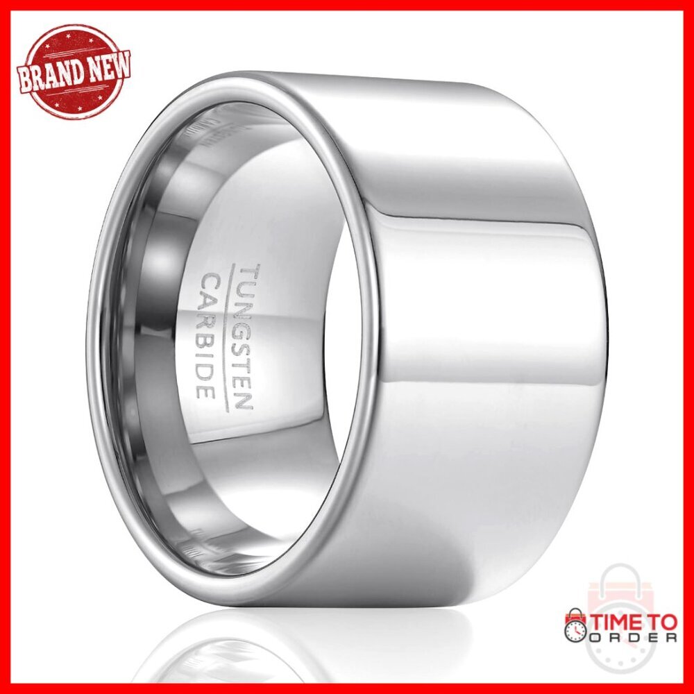 14mm Wide Tungsten Thumb Ring, Comfort Fit Statement Band, Size 10